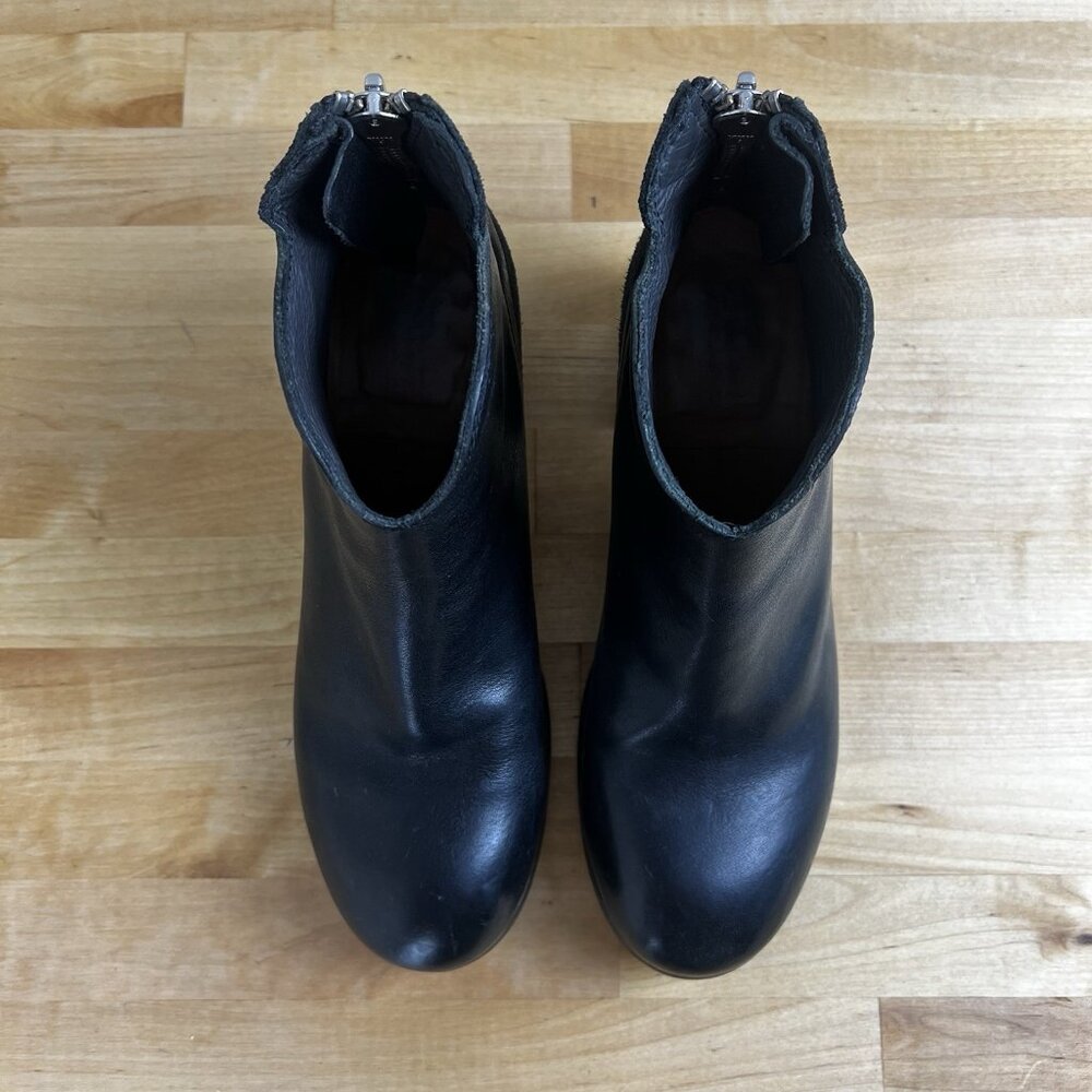 Moma Design Leather Black Ankle Boots Block Heel Made in Italy Size 37 - Picture 2 of 13